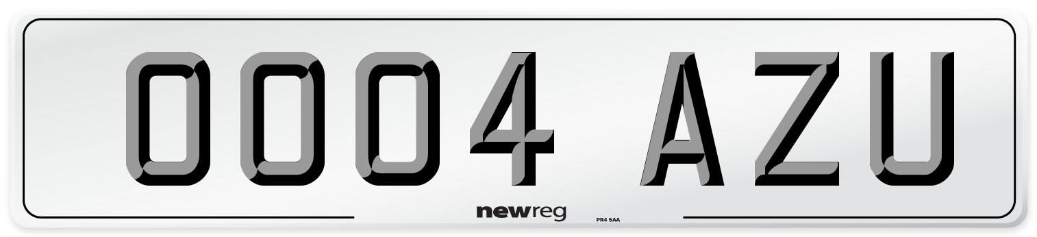 OO04 AZU Number Plate from New Reg